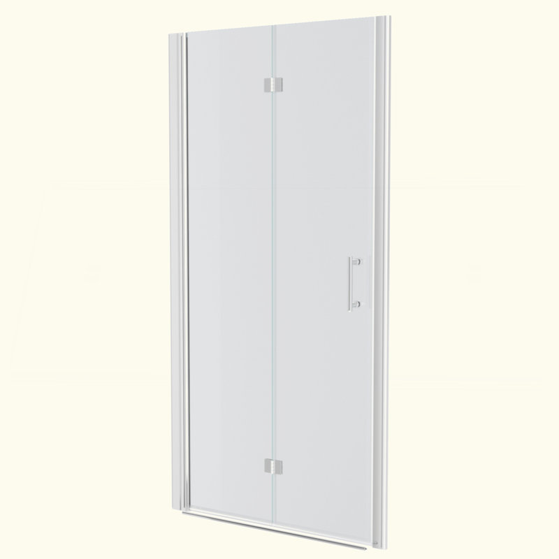 32"W X 72"H Fold Frameless Shower Door With Tempered Glass, Chrome