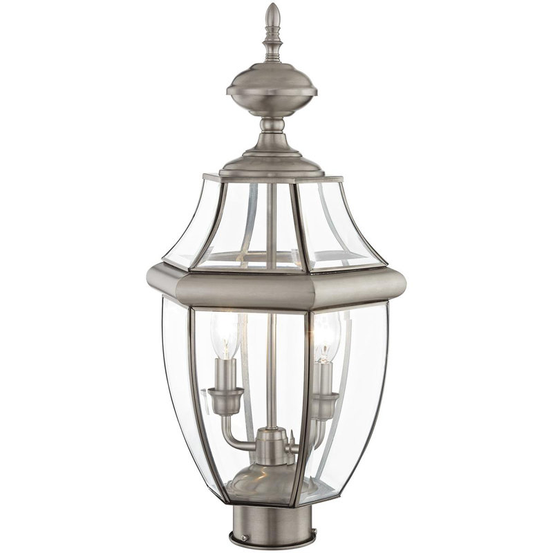 Monterey Colonial Style Brushed Nickel 2-Light Outdoor Lantern