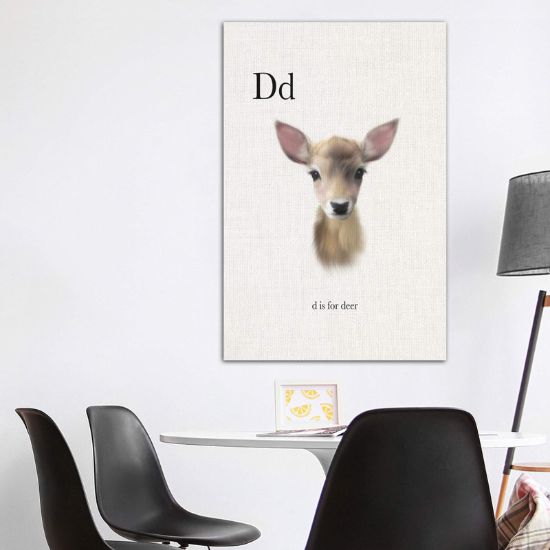 Décoration murale pour enfants «D Is For Deer», Toile tendue, H 60 po x l 40po x P 1,5 po