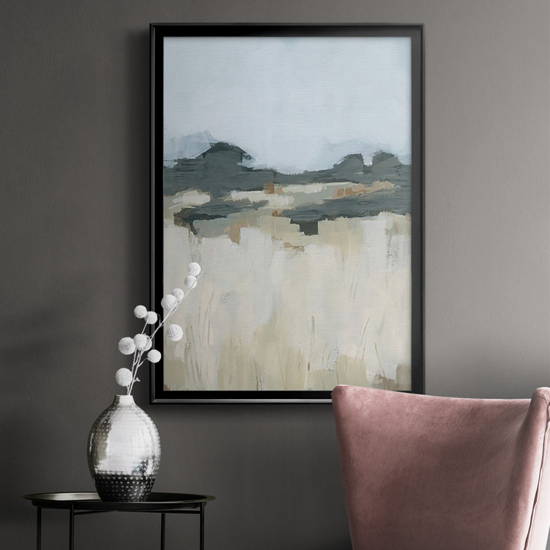 «Brushstroke Badlands II», reproduction encadrée de qualité supérieure - prête à être accrochée, Noir