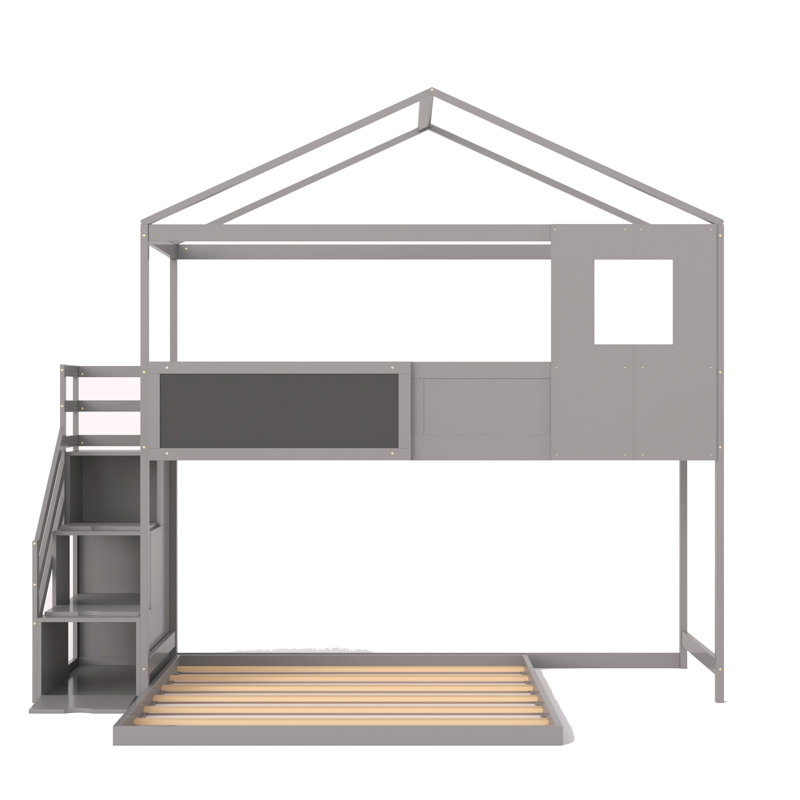  Lit superposé simple au dessus d'un lit double Kinton Kids, gris