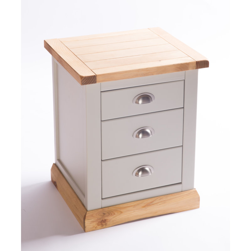 Nicholas 45cm W Solid + Manufactured Wood Bedside Table, Grey/Chrome