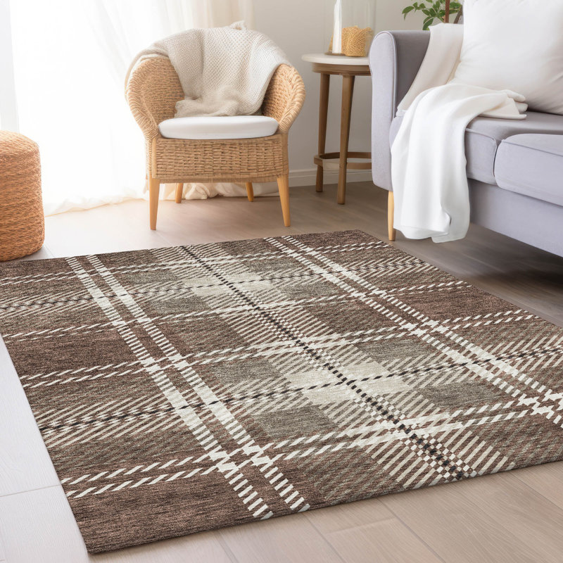 Premium Machine Washable Prisco Brown Rug, Rectangle 3' x 5'
