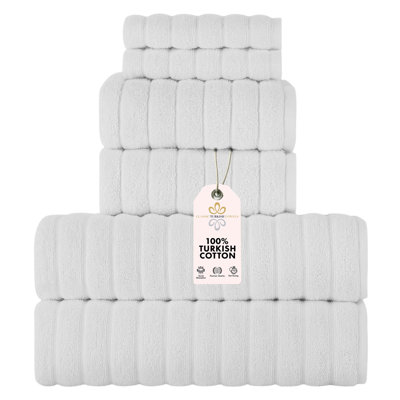 Florentin Turkish Cotton Towels - Piece Set Including Bath, Hand, and Washcloths - Set of 6