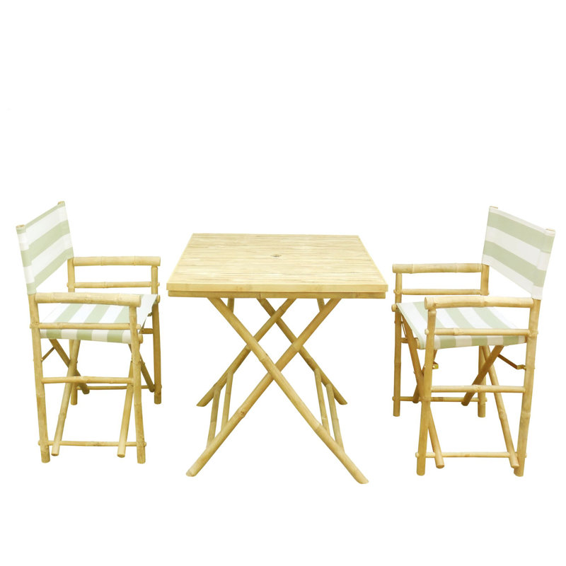 Shawmut 2 - Person Patio Dining Set with Square Table, Celadon Stripes