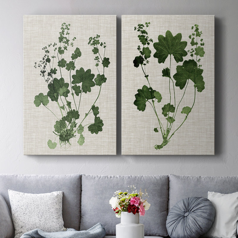 Feuillage de forêt sur toile de lin III - Toile tendue avec châssis de qualité supérieure - Prêt à être accroché
