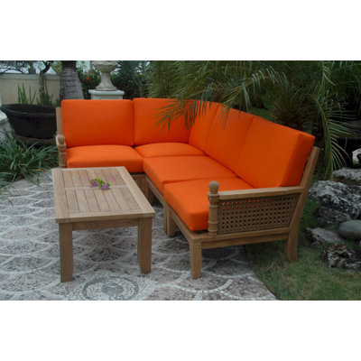 Ensemble de conversation modulaire en teck avec coussins Sunbrella®