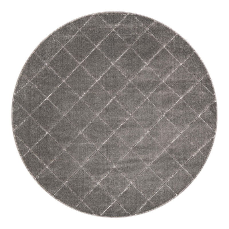 Latitude Run® Checks Novica Rug Gray and Silver, Round 7'10"