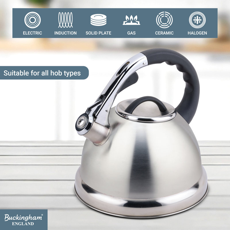 Buckingham Whistling Kettle Stovetop Stainless Steel, Induction Compatible 3.5 Litres