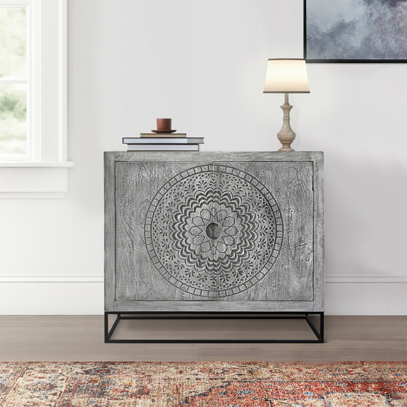 Armoire décorative 39 pouces avec 2 portes fabriquée à la main