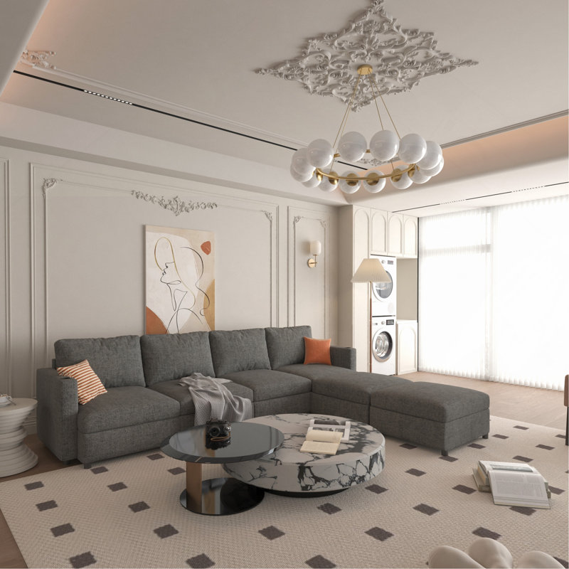 Modern Large Sectional Sofa, Gray