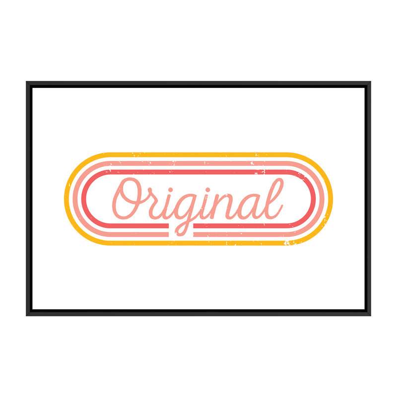 Original - reproduction d'art textuel, H 40 po x l 60 po x 1,5 po, Toile avec cadre noir, Pas de tapis