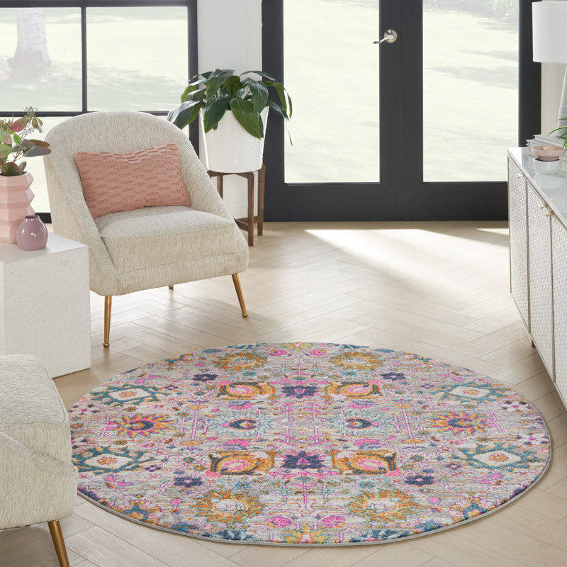 Justien Floral Indoor Rug, Round 5'3"