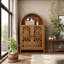 Armoire en bois massif sculpté à la main avec tablette ouverte et 2 portes UnaNoxa