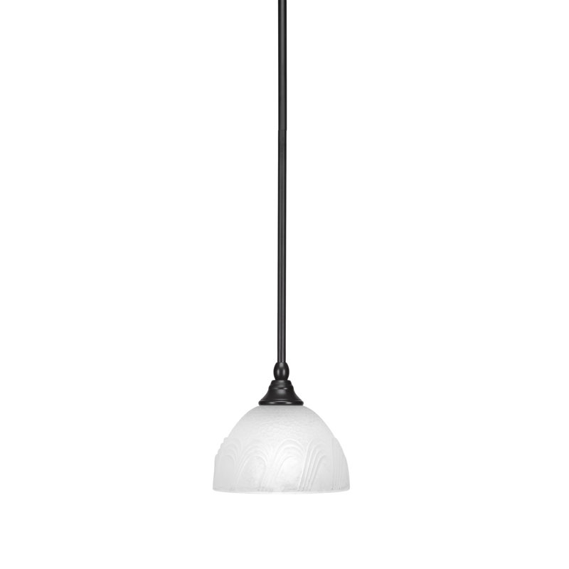 Mini-luminaire suspendu à tige, Noir mat, Blanc