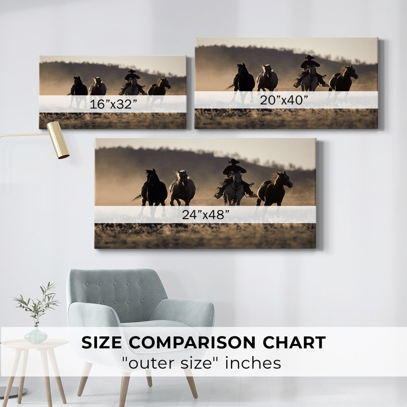 Ranchers Ride- Toile tendue avec châssis - Prêt à accrocher, H 16 po x l 32 po