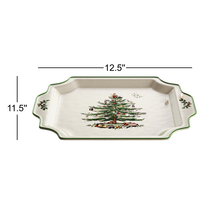 Spode Christmas Tree Square Handled Platter 12.5"