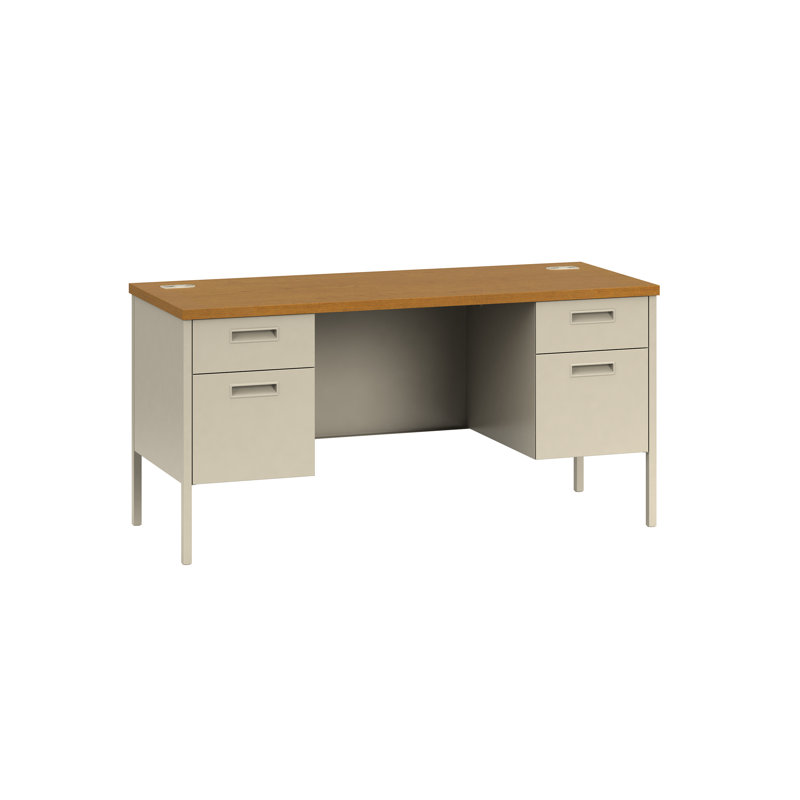 Bureau double caisson Metro Classic, Chêne moyen / mastic