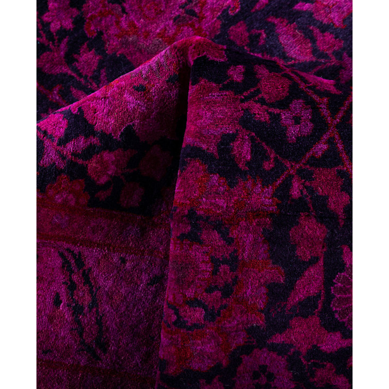 Overdyed Hand-Knotted Wool Modern-Contemporary Purple Runner 3' 0" x 10' 9"