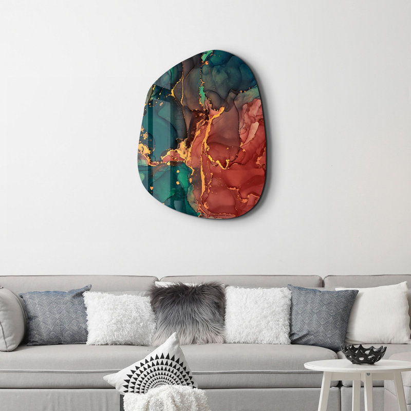 Wall Decor on Tempered Glass, 50" H x 65" W x 0.4" D