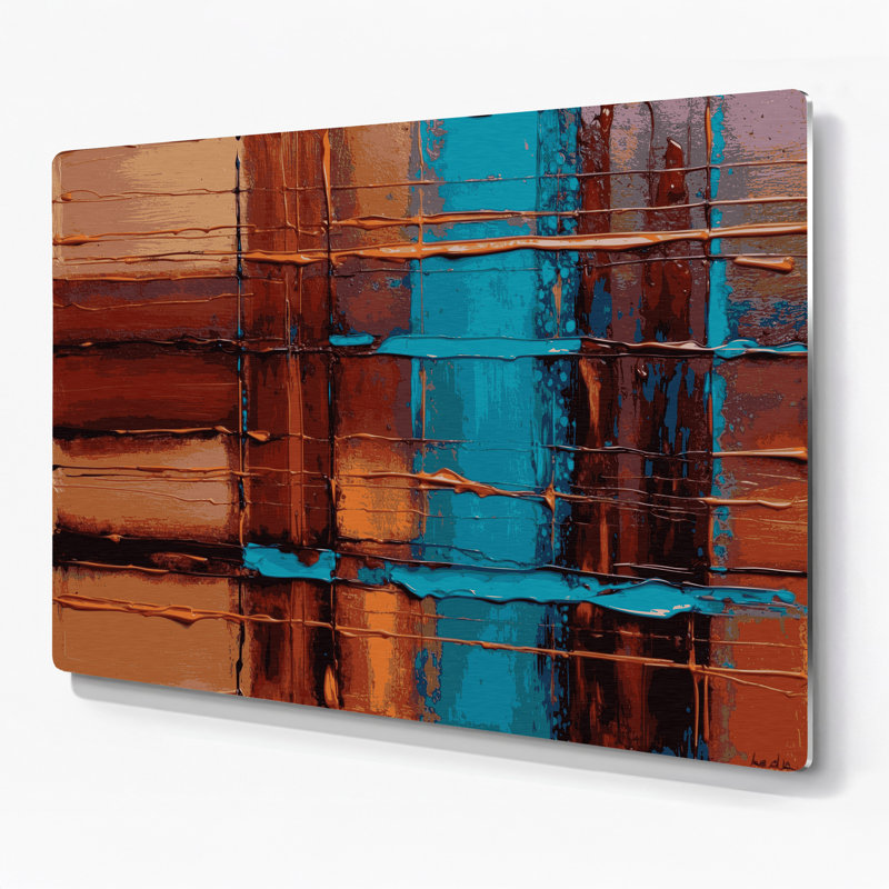 Southwestern Cowboy Rustic Plaid 79, art mural en métal brun, H 11 po x l 14 po