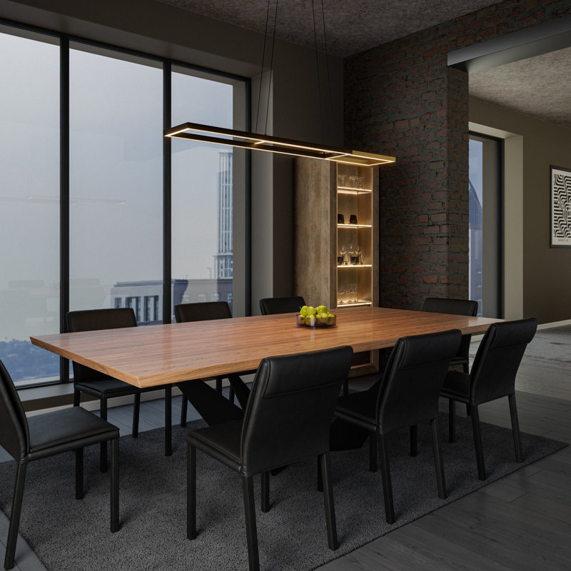 Double Entendre LED Black/Aged Brass Linear Pendant, 4000K