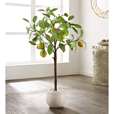 35.04'' Faux Lemon Tree in Freestanding