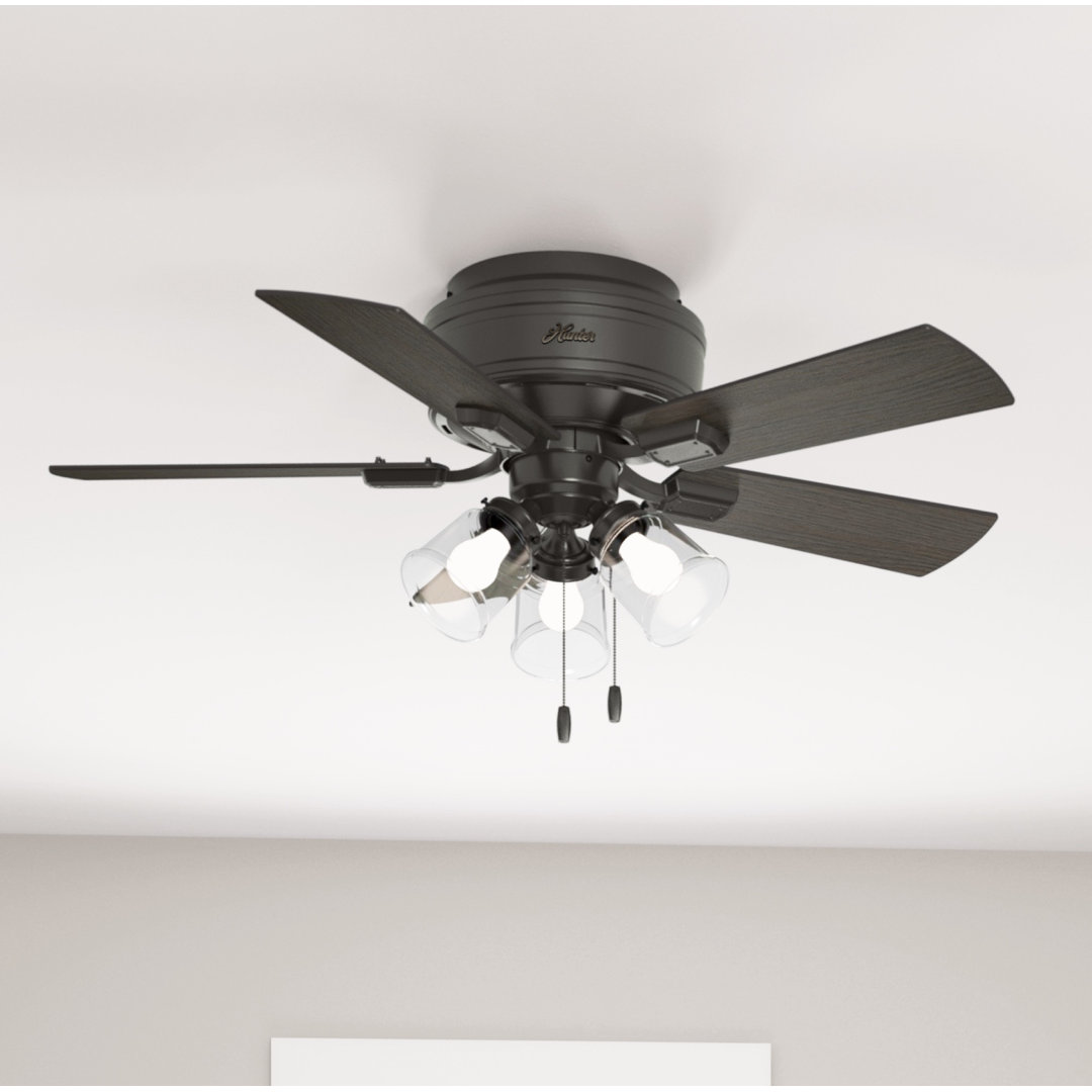 42" Crestfield 5 - Blade Indoor Modern Farmhouse Small Room Ceiling Fan with Lights and Pull Chains Hunter Fan Blade 