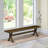 X-Style Modern Dining Room Bench with Wooden Seat, Distressed Jacobean Finish.-78631026-78607624