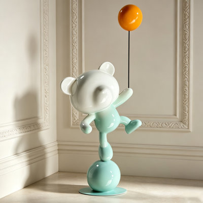 Wathet White Balloon Bear Glass Fiber Reinforced Plastics Decorative Object