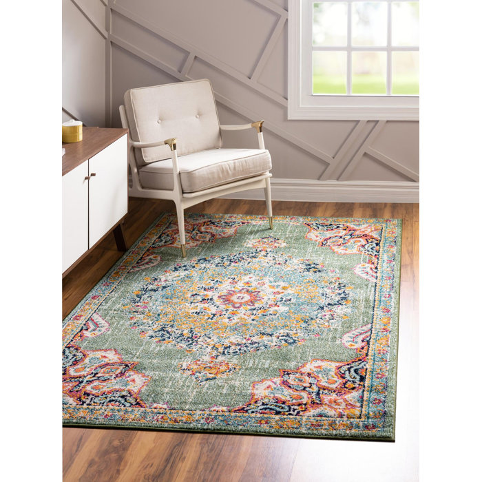 Langley Street Galyean Abstract Green/Orange Area Rug & Reviews | Wayfair