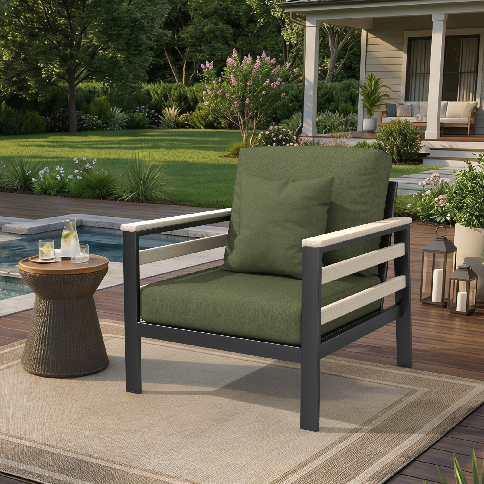Townsend Sunbrella® Patio Lounge Chair, Sunbrella Canvas Fern, White