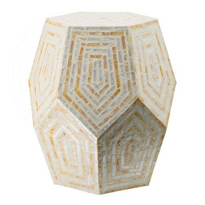 Hexagonal Capiz Shell Stool Cream & Yellow