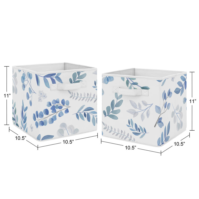 Botanical Leaf Fabric Toy Box, Blue
