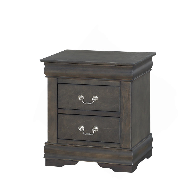 Table de chevet 2 tiroirs gris foncé