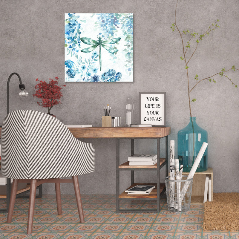 Wisteria And Dragonfly IV by Tre Sorelle Studios - Wrapped Canvas Painting, 61cm H x 61cm W