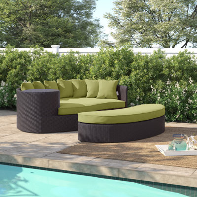 Convene 79" Wide Outdoor Wicker Patio Daybed with Cushions by Modway