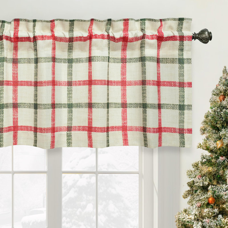 Textured Check Window Valance, L 52 po x L 18 po