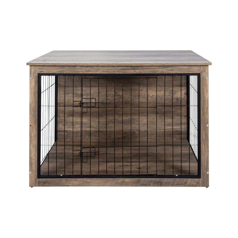 Caisse pour chien moyenne en bois avec portes doubles, H 30,51 po x l 44,49 po x P 29,53 po