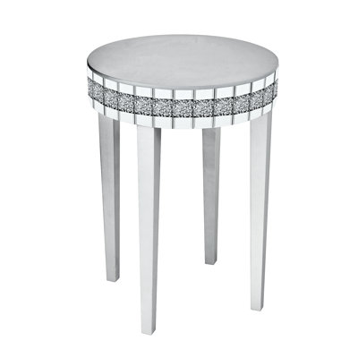 Table ronde de style bistro à miroir avec piédestal taillé en diamant, peu encombrante pour les espaces compacts, surface à gratter, base de petit-déjeuner à hauteur optimisée de 28,3 po, utilisation polyvalente, 29,3 lb