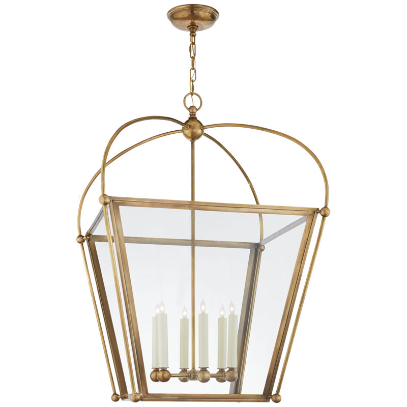 Chapman & Myers Riverside Large Square Lantern, Antique-Burnished Brass