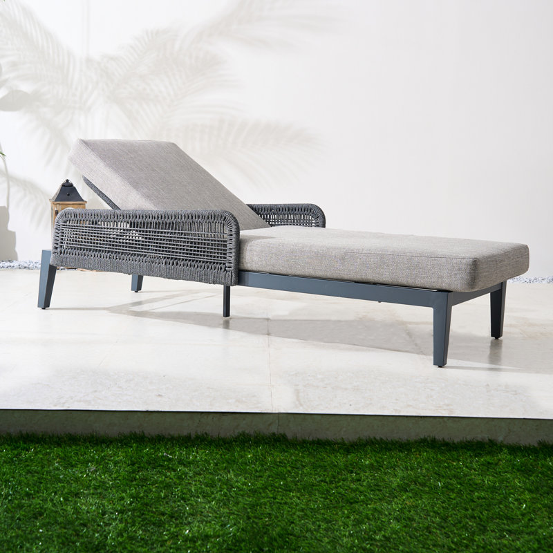  Powder Coated Aluminum Reclining Patio Chaise Lounge