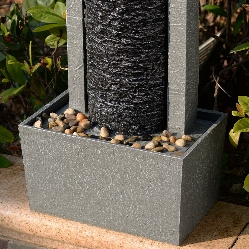 Waterfall Fountain with Lights, Black