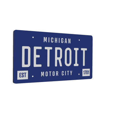 «Detroit, Michigan», plaque minéralogique sur plaque, impression sur métal