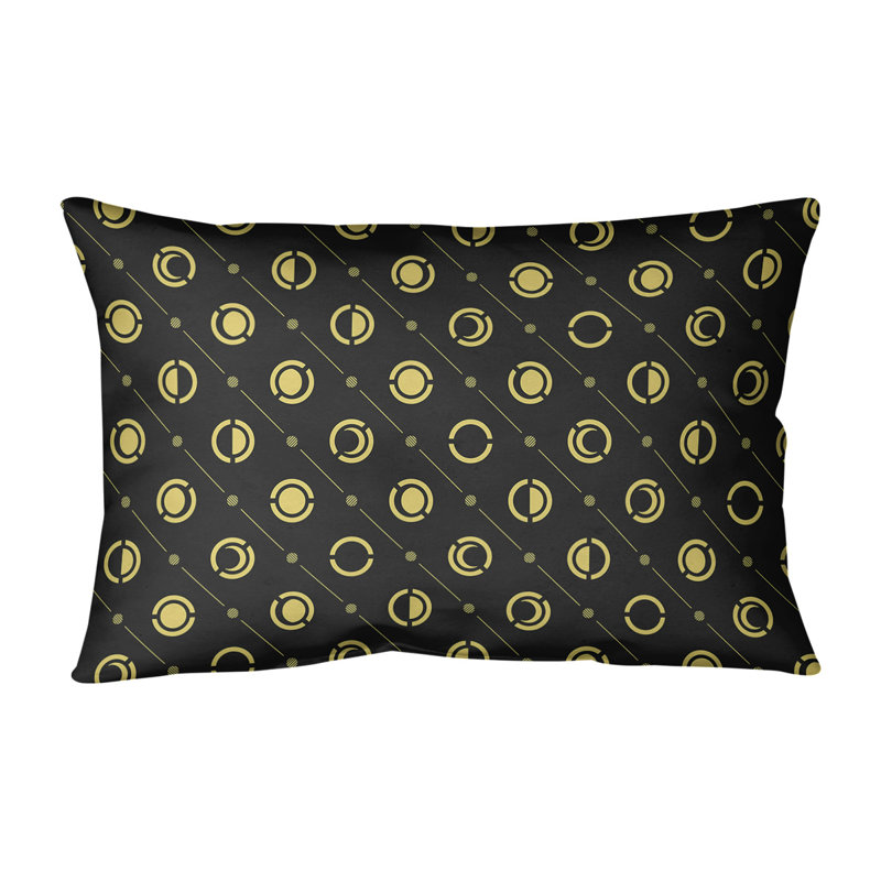 Coussin lombaire Moon phases, H 14 po x l 20 po, Polyester/bourre en polyester, Noir/jaune