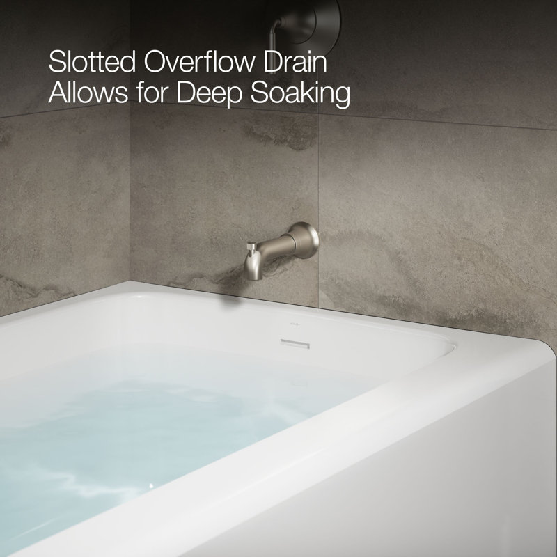 Avec 72 In. X 36 In. Alcove Bath, Left Drain, White, Right