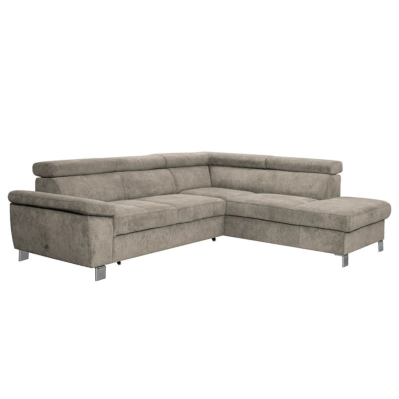 Lucy Upholstered Foldable Corner Sofa with Storage , Tan, Right Hand Facing