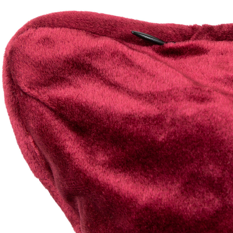 17" Plush Velvet Solid Square Throw Pillow with Piped Edging, Red