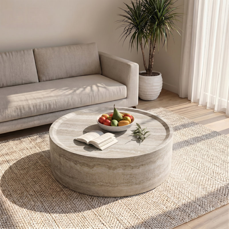 Table basse 35 po ronde sans assemblage, H 12,2 po x L 35,43 po x l 35,43 po