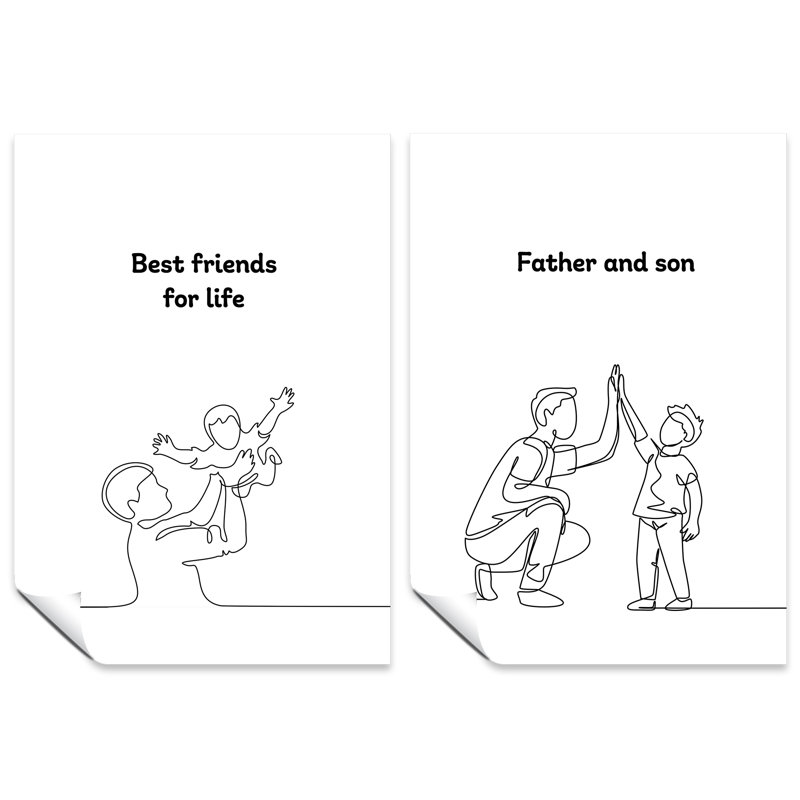 Father And Son Friends For Live - 2 Piece No Frame Print Set, 42cm H x 29.7cm W